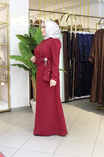 SAWOROSKİ PELERİN DETAYLI ELBİSE 0055 KOD
