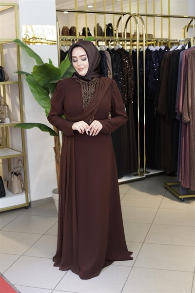 ŞİFON TAŞLI ABİYE ELBİSE 7232 KOD