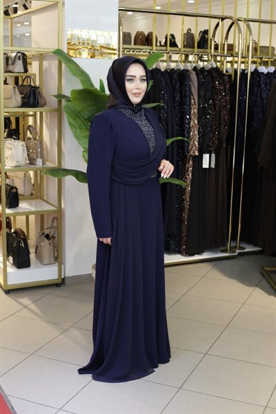 ŞİFON TAŞLI ABİYE ELBİSE 7232 KOD