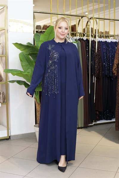 BEY801 CODED SEQUENCE STONE-EMBELLISHED ABAYA SET