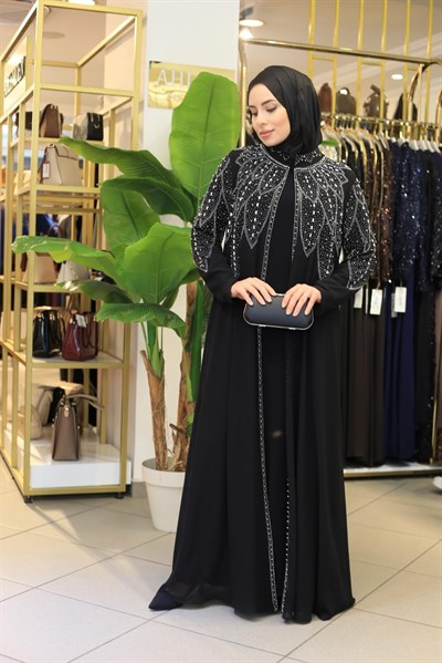 SR5053 KOD TAŞ BASKILI ABAYA TAKIM