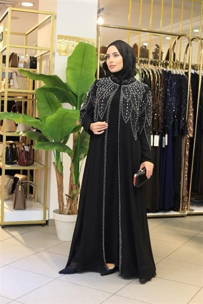 SR5053 KOD TAŞ BASKILI ABAYA TAKIM