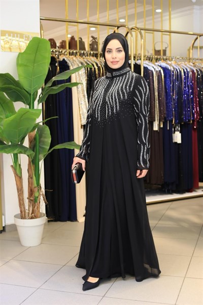 SR5054 KOD TAŞ BASKILI ABAYA TAKIM
