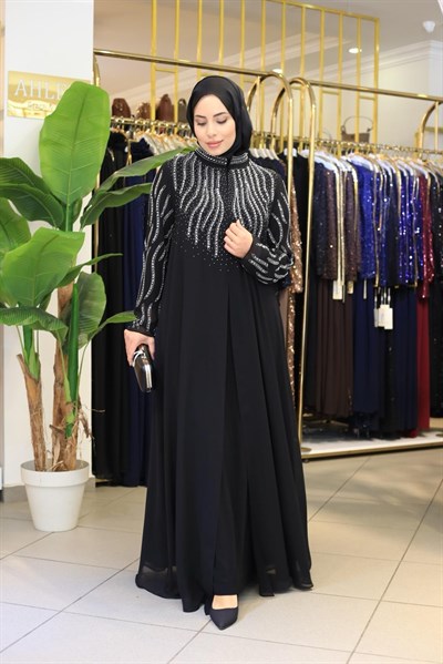 SR5054 KOD TAŞ BASKILI ABAYA TAKIM