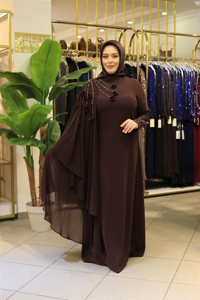 SR5101 OMUZ DETAY SWAROSKİ TAŞLI ELBİSE