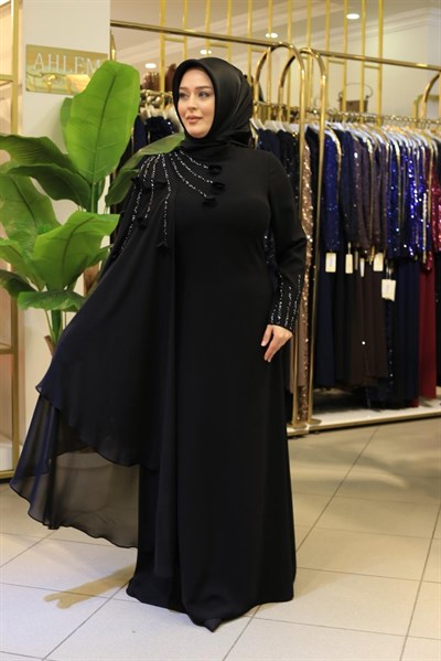 SR5101 OMUZ DETAY SWAROSKİ TAŞLI ELBİSE