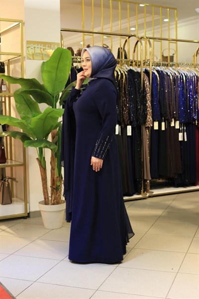 SR5101 OMUZ DETAY SWAROSKİ TAŞLI ELBİSE