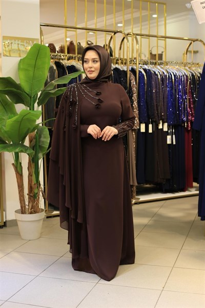 SR5101 OMUZ DETAY SWAROSKİ TAŞLI ELBİSE