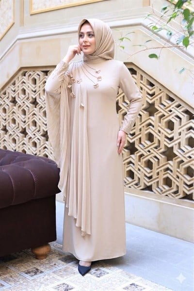 SR5101 OMUZ DETAY SWAROSKİ TAŞLI ELBİSE