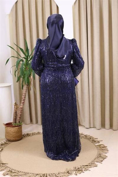 STR2566-1 CODED EMBROIDERED FABRIC EVENING DRESS