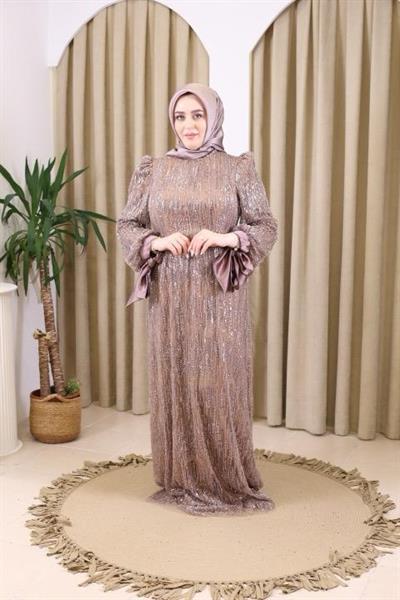 STR2566-1 CODED EMBROIDERED FABRIC EVENING DRESS