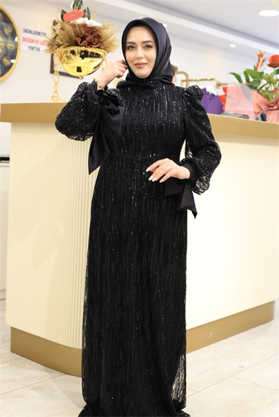 STR2566-1 CODED EMBROIDERED FABRIC EVENING DRESS