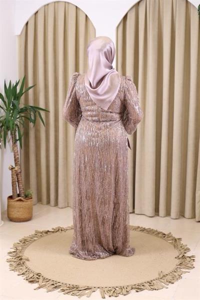 STR2566-1 CODED EMBROIDERED FABRIC EVENING DRESS