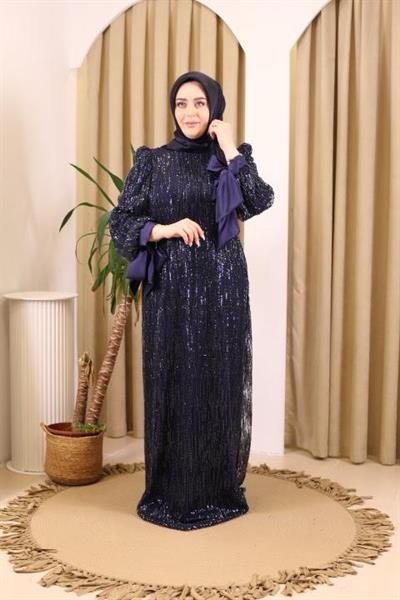 STR2566-1 CODED EMBROIDERED FABRIC EVENING DRESS