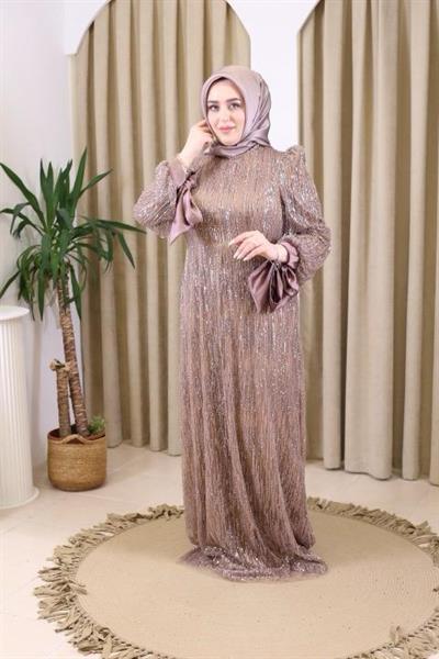 STR2566-1 CODED EMBROIDERED FABRIC EVENING DRESS