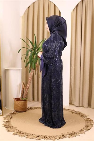 STR2566-1 CODED EMBROIDERED FABRIC EVENING DRESS