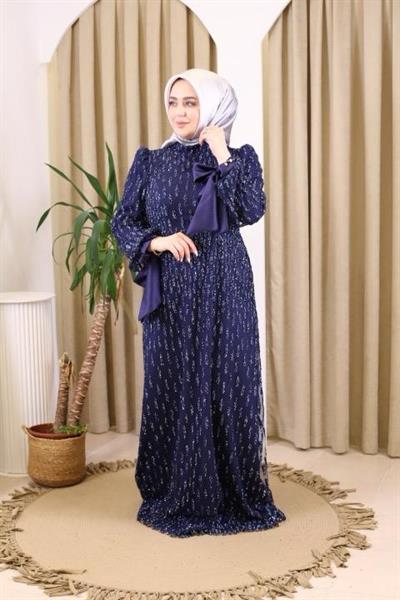 STR2566-3 CODED EMBROIDERED FABRIC EVENING DRESS