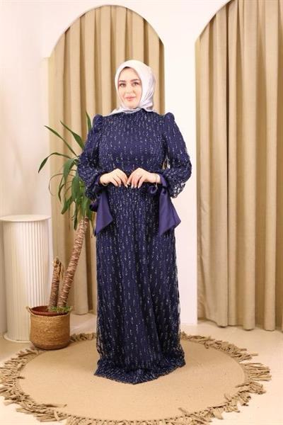 STR2566-3 CODED EMBROIDERED FABRIC EVENING DRESS