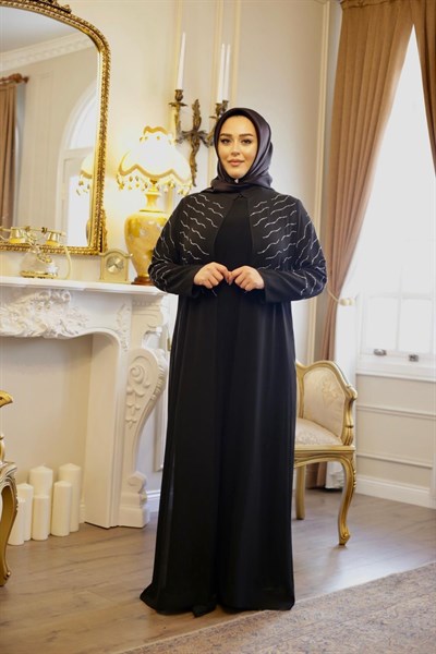 TAŞ BASKILI ŞİFON ABAYA TAKIM 7129 KOD