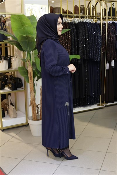 TAŞ DETAYLI ÇİZGİLİ TUNİK 3450 KOD