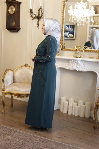 3410 KOD TAŞ İŞLEMELİ ESTEL ELBİSE