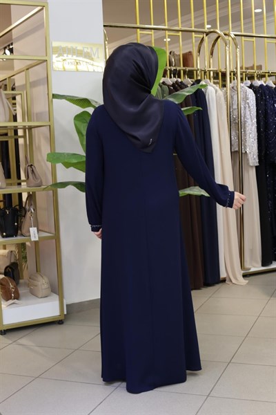 TAŞLI YAKA MANŞETLİ ELBİSE 4252 KOD