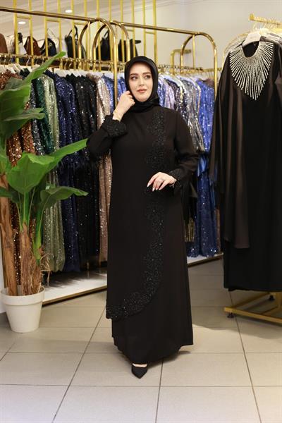 TASV5124 كود فستان حجري مطرز من الأمام مزدوج