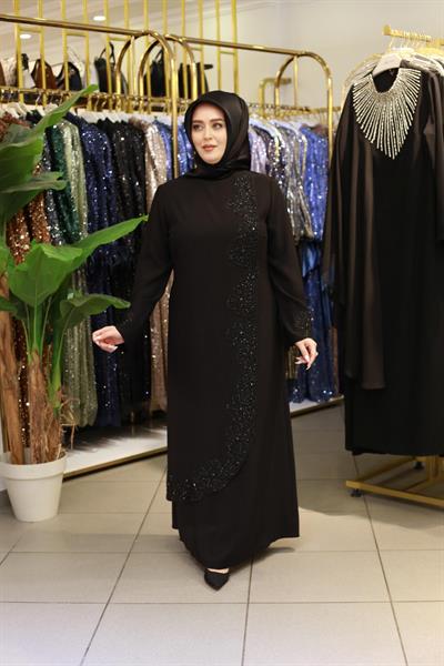 TASV5124 كود فستان حجري مطرز من الأمام مزدوج