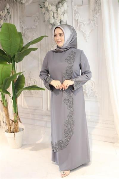 TASV5124 كود فستان حجري مطرز من الأمام مزدوج