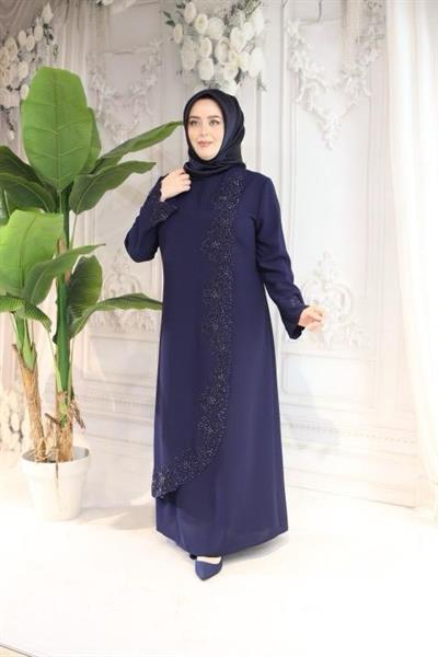TASV5124 كود فستان حجري مطرز من الأمام مزدوج