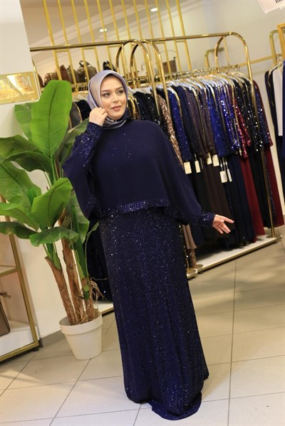 TS6120 KOD PAYET DETAYLI ŞİFON ELBİSE