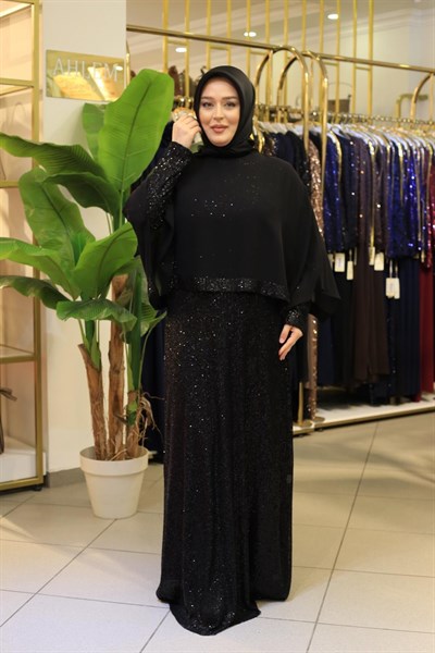 TS6120 KOD PAYET DETAYLI ŞİFON ELBİSE