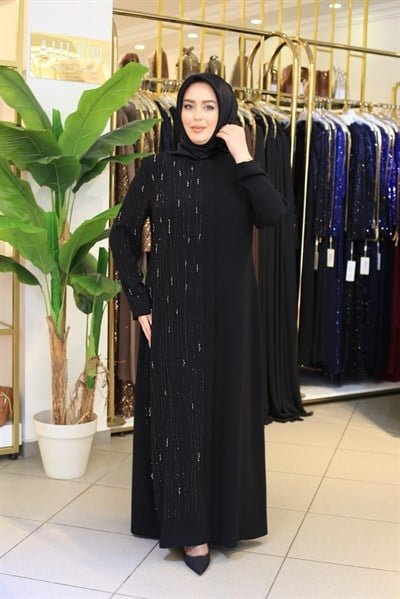 V2618 KOD SERPME TAŞ DETAYLI FERACE