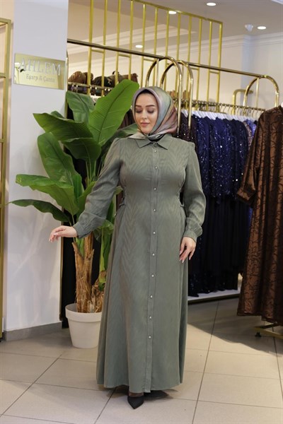 YAN BAĞCIKLI KUPRA GÖMLEK ELBİSE 26510 KOD