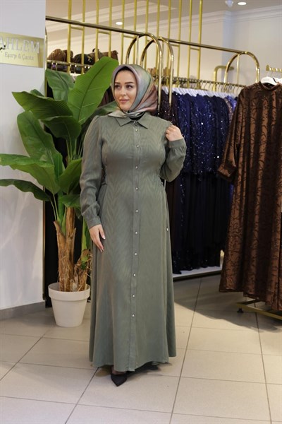 YAN BAĞCIKLI KUPRA GÖMLEK ELBİSE 26510 KOD