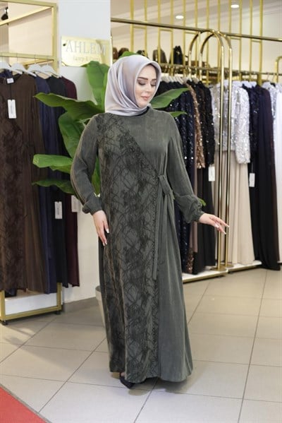 YAN BAĞLAMA DETAYLI KUPRA ELBİSE 2696 KOD