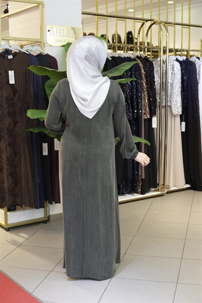 YAN BAĞLAMA DETAYLI KUPRA ELBİSE 2696 KOD