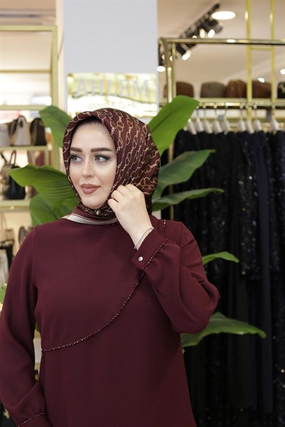 ZİNCİR DESEN AHLEM EŞARP SAF İPEK EŞARP 19099/4 KOD