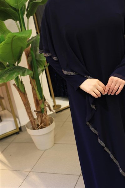 ZR2602 KOD ŞİFON TAŞLI ELBİSE