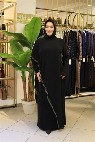 ZR2602 KOD ŞİFON TAŞLI ELBİSE