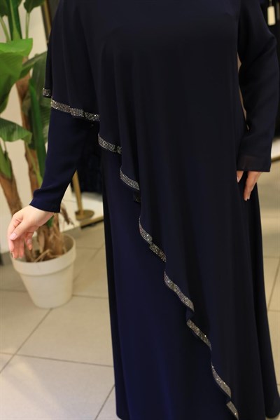 ZR2602 KOD ŞİFON TAŞLI ELBİSE