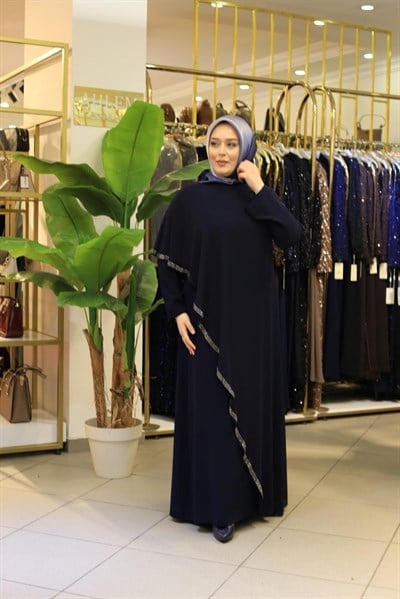 ZR2602 KOD ŞİFON TAŞLI ELBİSE