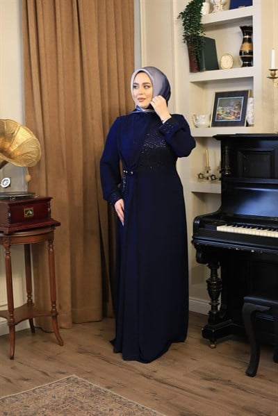 ZR2623 KOD ŞİFON DETAYLI ELBİSE