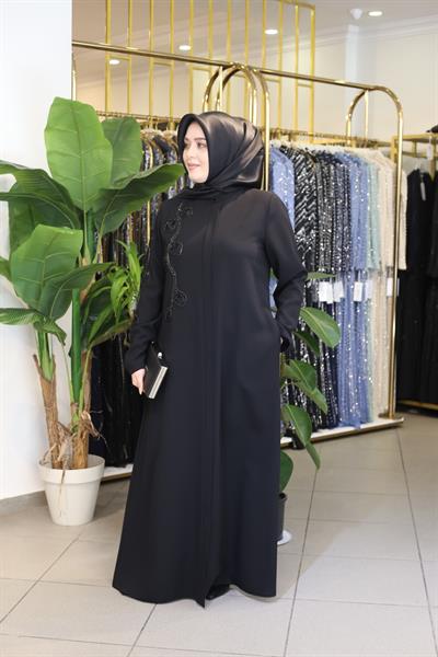 zrny5510 كود الأورجانزا عباية مفصلة بالورود من زيرني 5510