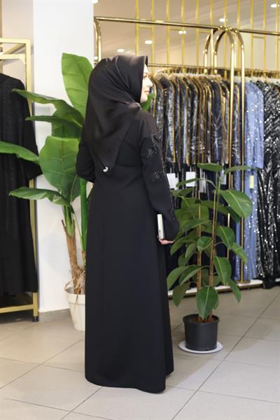 zrny5510 كود الأورجانزا عباية مفصلة بالورود من زيرني 5510