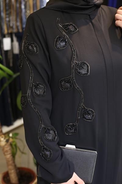 zrny5510 كود الأورجانزا عباية مفصلة بالورود من زيرني 5510