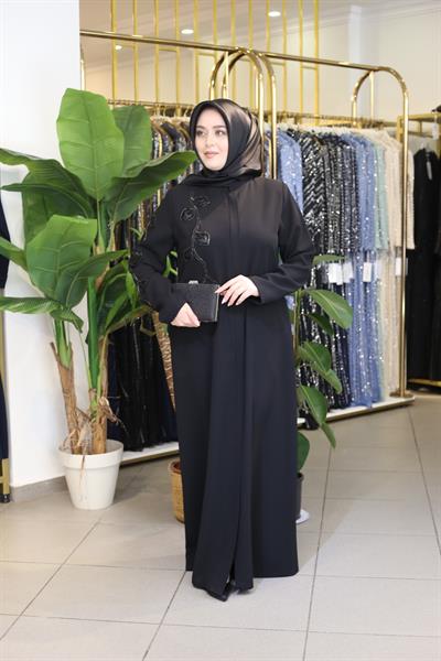 zrny5510 كود الأورجانزا عباية مفصلة بالورود من زيرني 5510