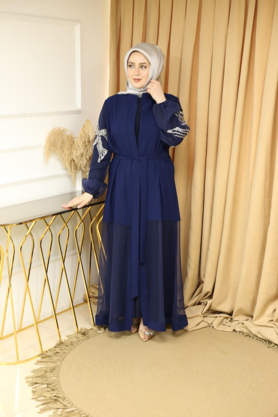 372 KOD ABAYA LACİVERT