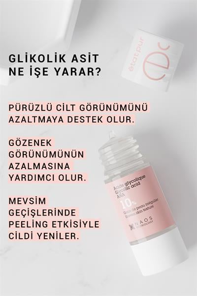 Pure Active Glikolik Asit %10 Gözenek Sıkılaştırıcı Saf Konsantre Bakım Serumu 15 ml
