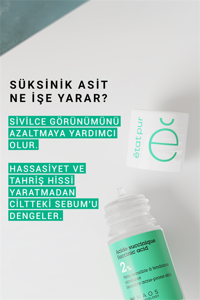 Pure Active Succinic Acid %2 Hassas, Akneli Ciltler Konsantre Bakım Serumu 15ML